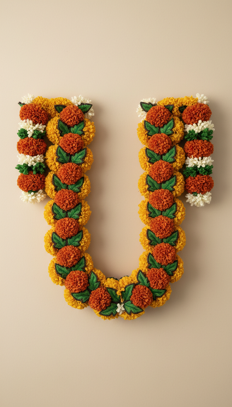 Embroidered Marigold Garland Set