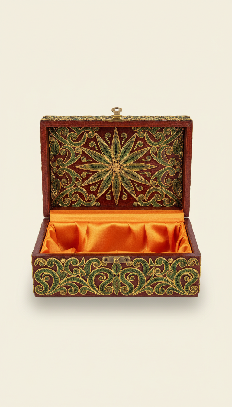 Ornate Silk-Lined Keepsake Gift Box