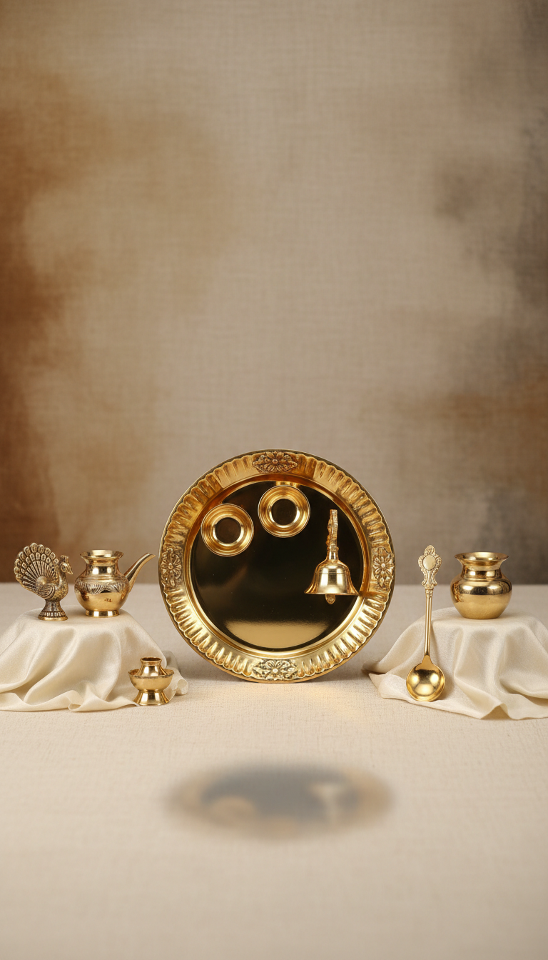 Temple Gold Puja Thali Set