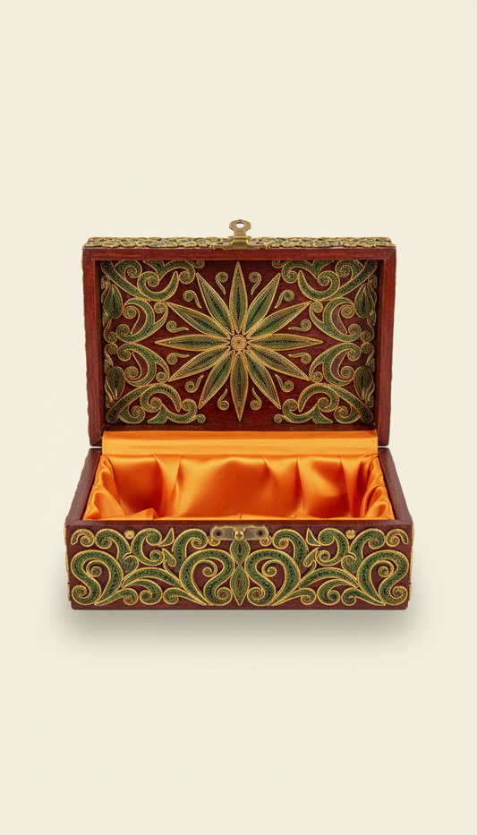 Ornate Silk-Lined Keepsake Gift Box